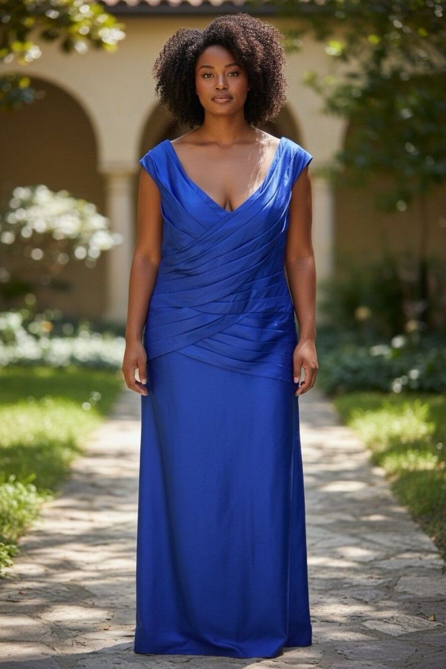 Jade By Jasmine Mother Of The Bride Dress Royal Blue Size 14 Satin Polyester